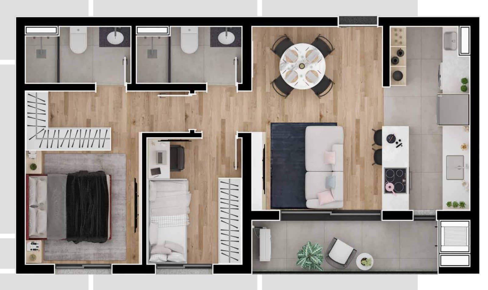 Planta de apartamento do Blossom Urban Habitat