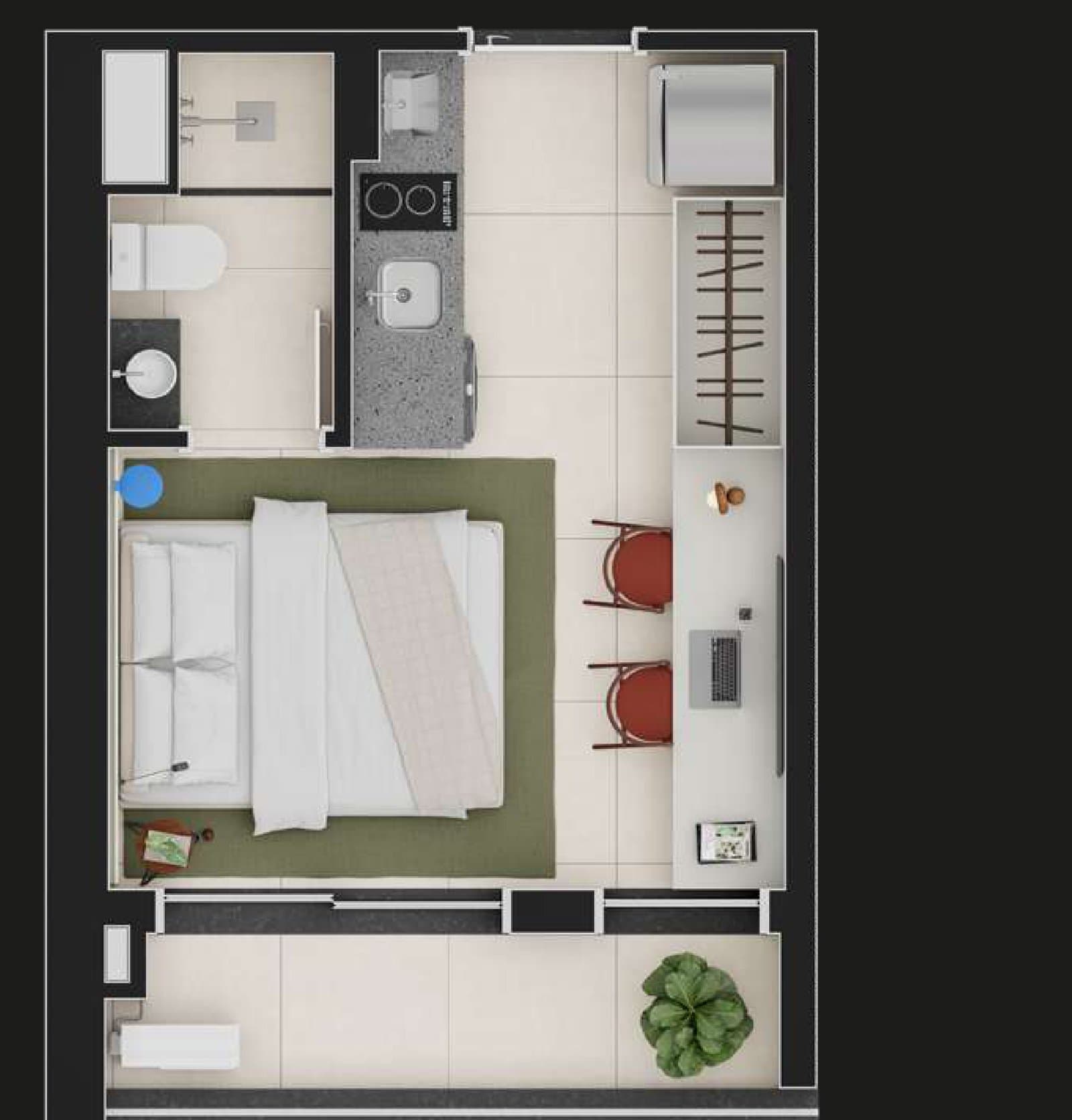 Planta de apartamento do Fresta Hype Living