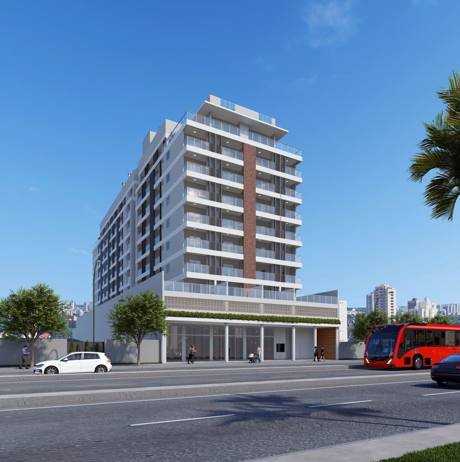Fachada do Idea Studi Inteligenti, da Coral Engenharia, na Avenida Paraná no Boa Vista em Curitiba