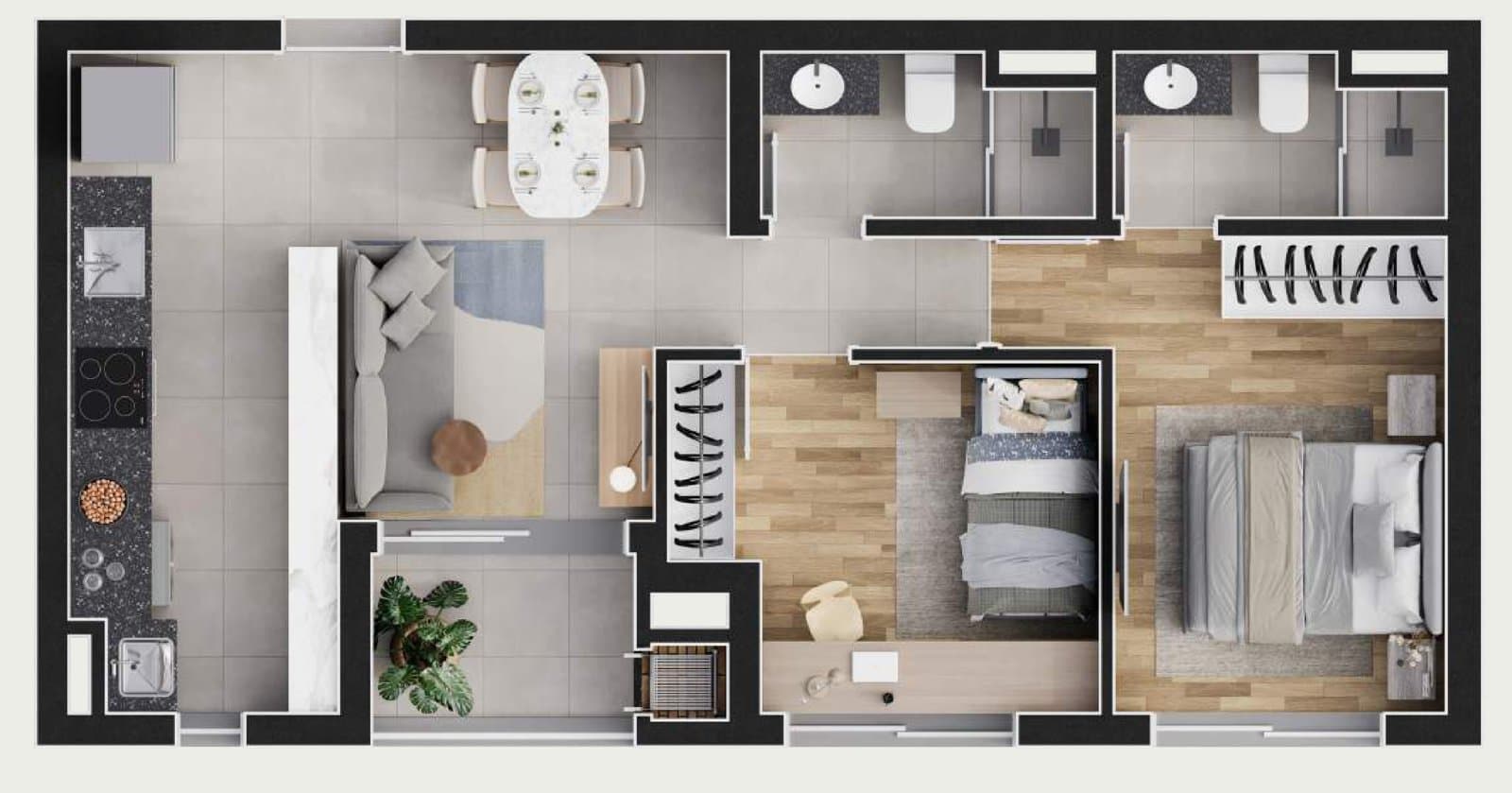 Planta de apartamento do Jockey City Habitat