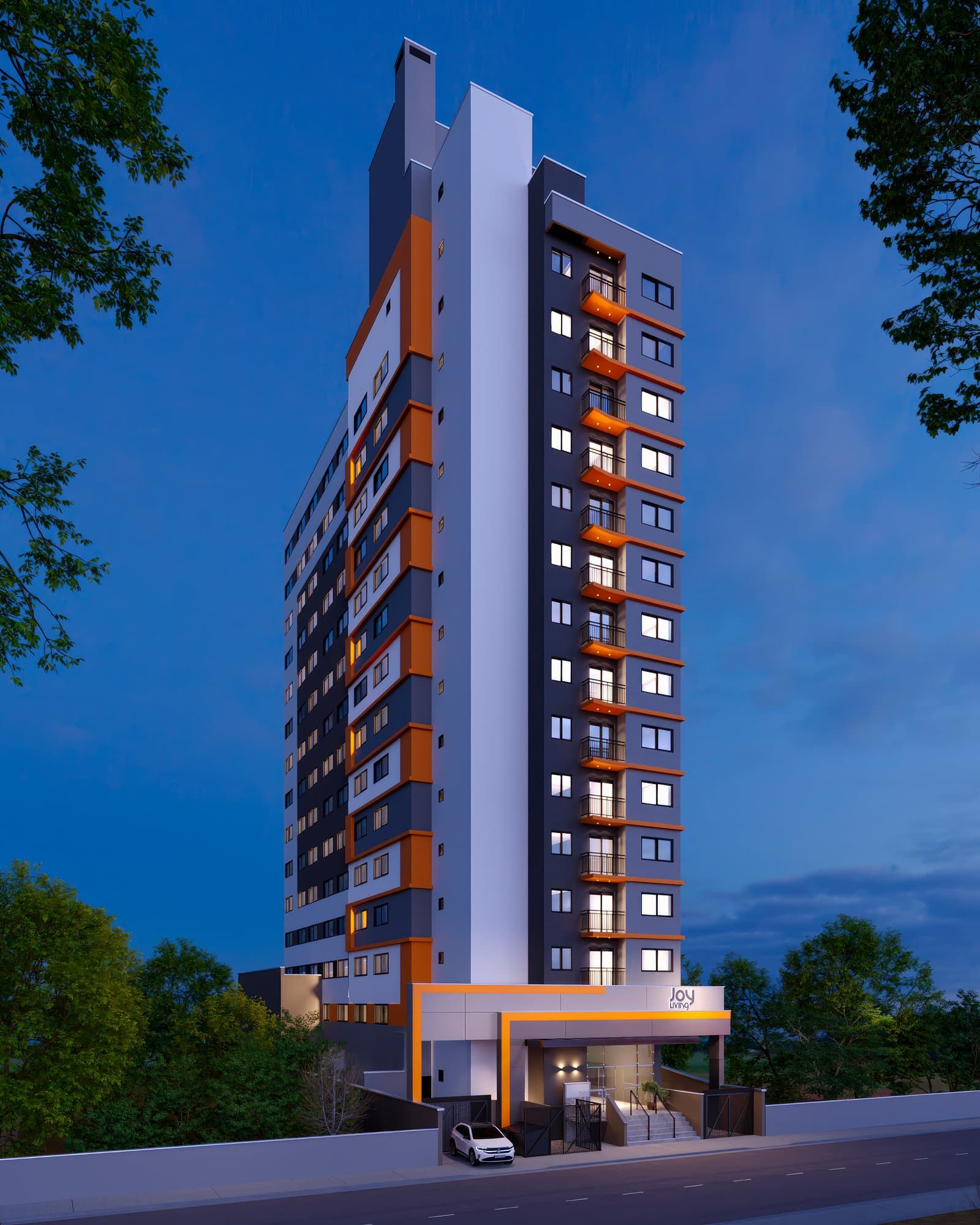 Fachada noturna - Joy Living