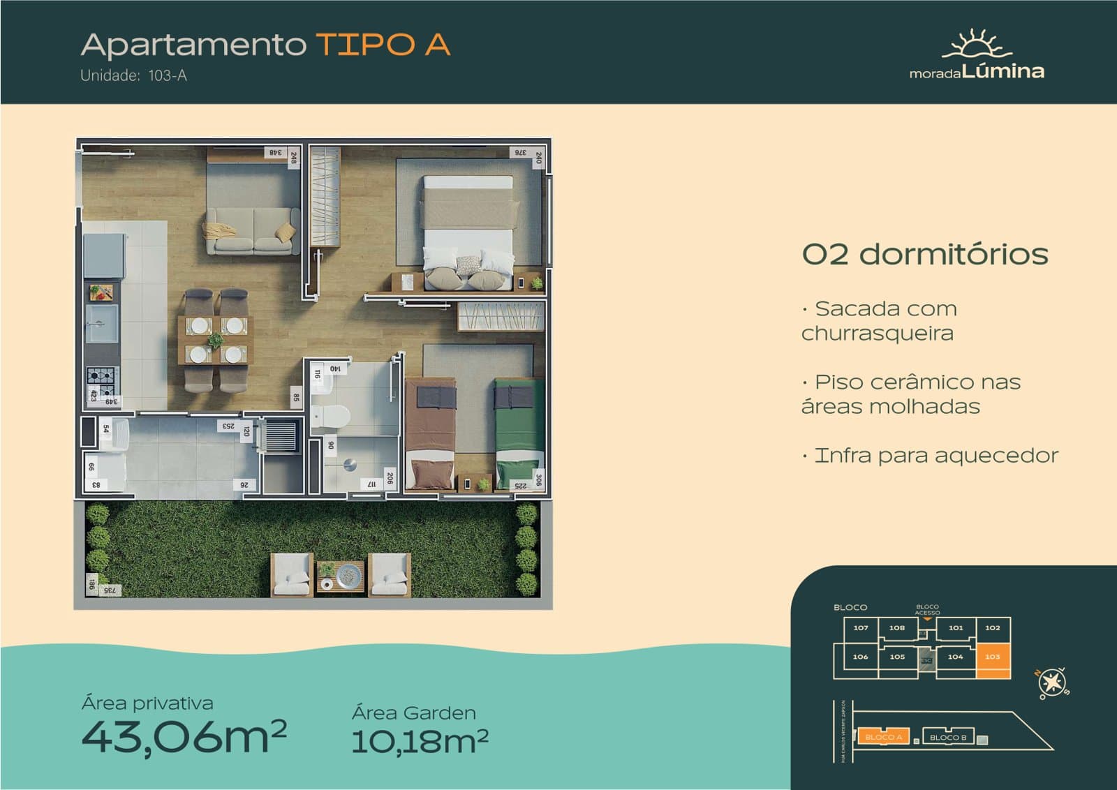 Planta de apartamento do Morada Lumina