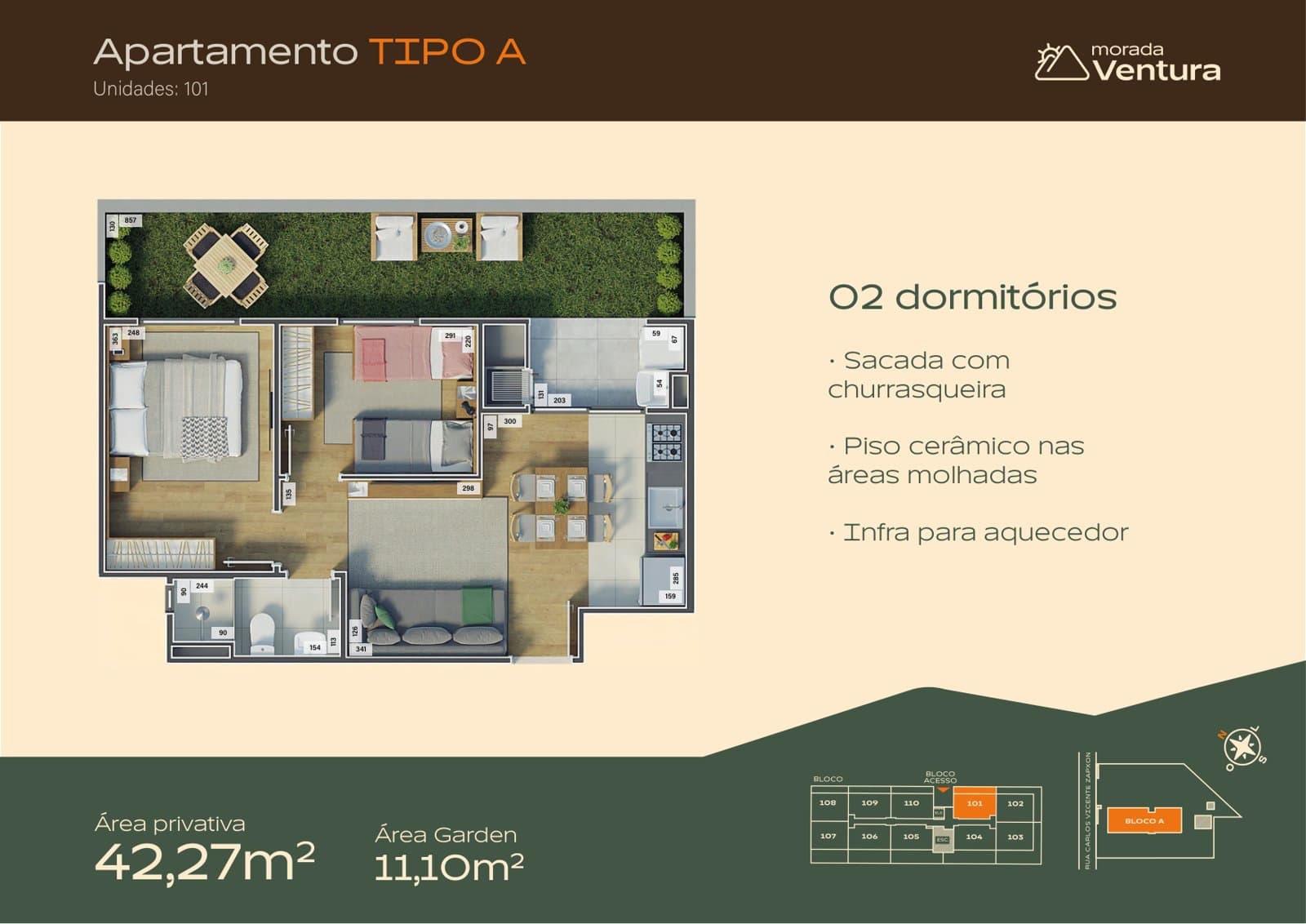 Planta de apartamento do Morada Ventura