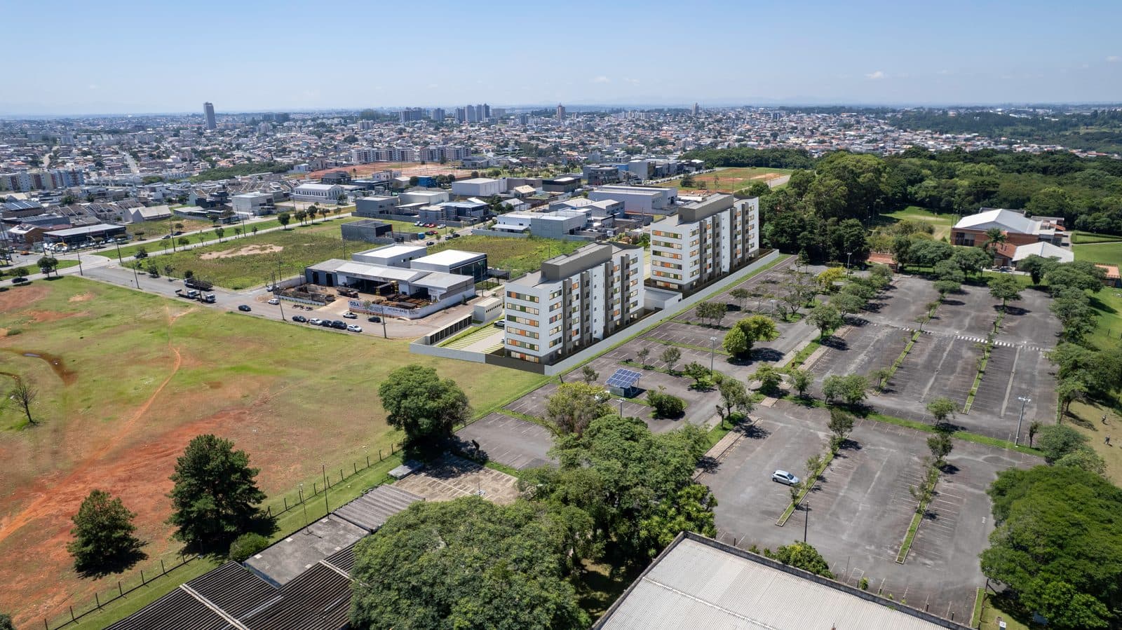 Vista aérea do Residencial Cortese no Neoville, Curitiba