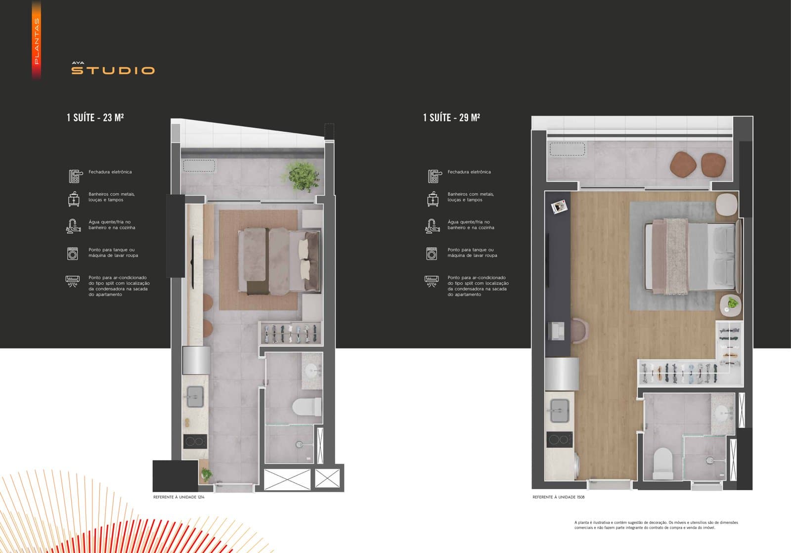 Planta — studio · 23 a 29 m²