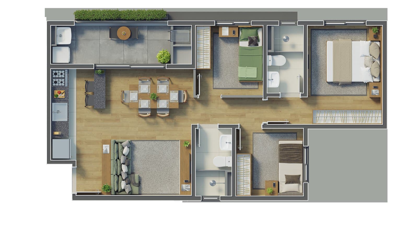 Planta de apartamento do Duna House