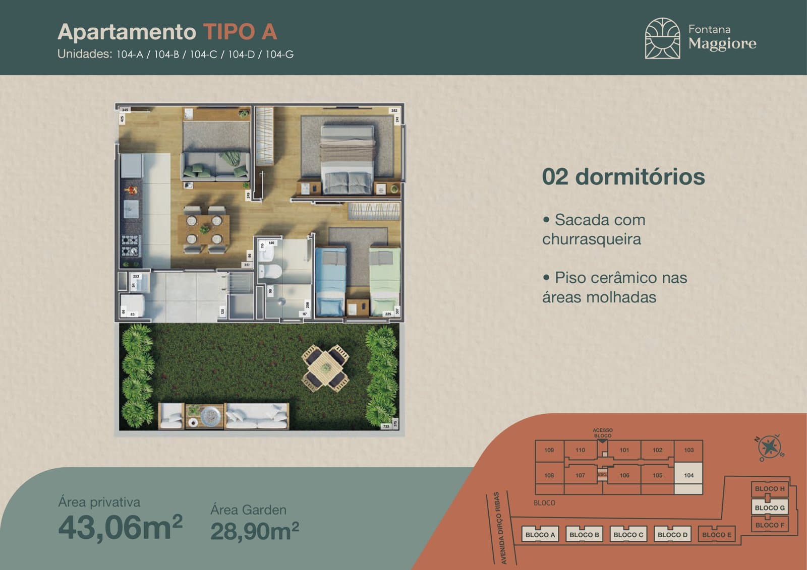 Planta de apartamento do Fontana Maggiore