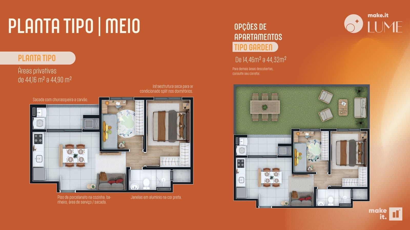 Planta de apartamento do Lume