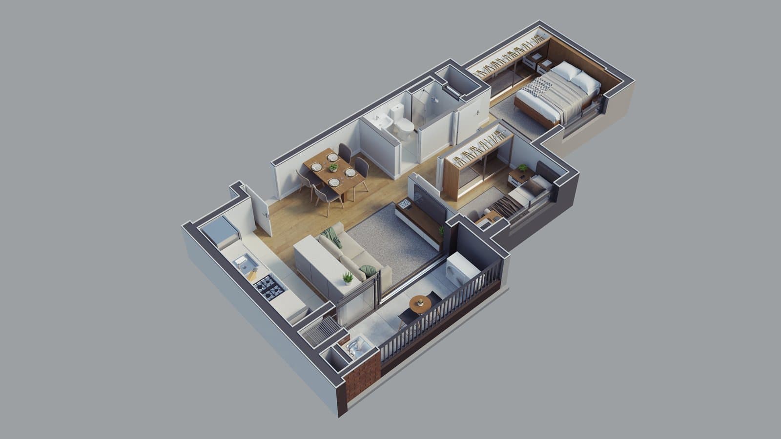 Planta — 2 quartos · 49 m²