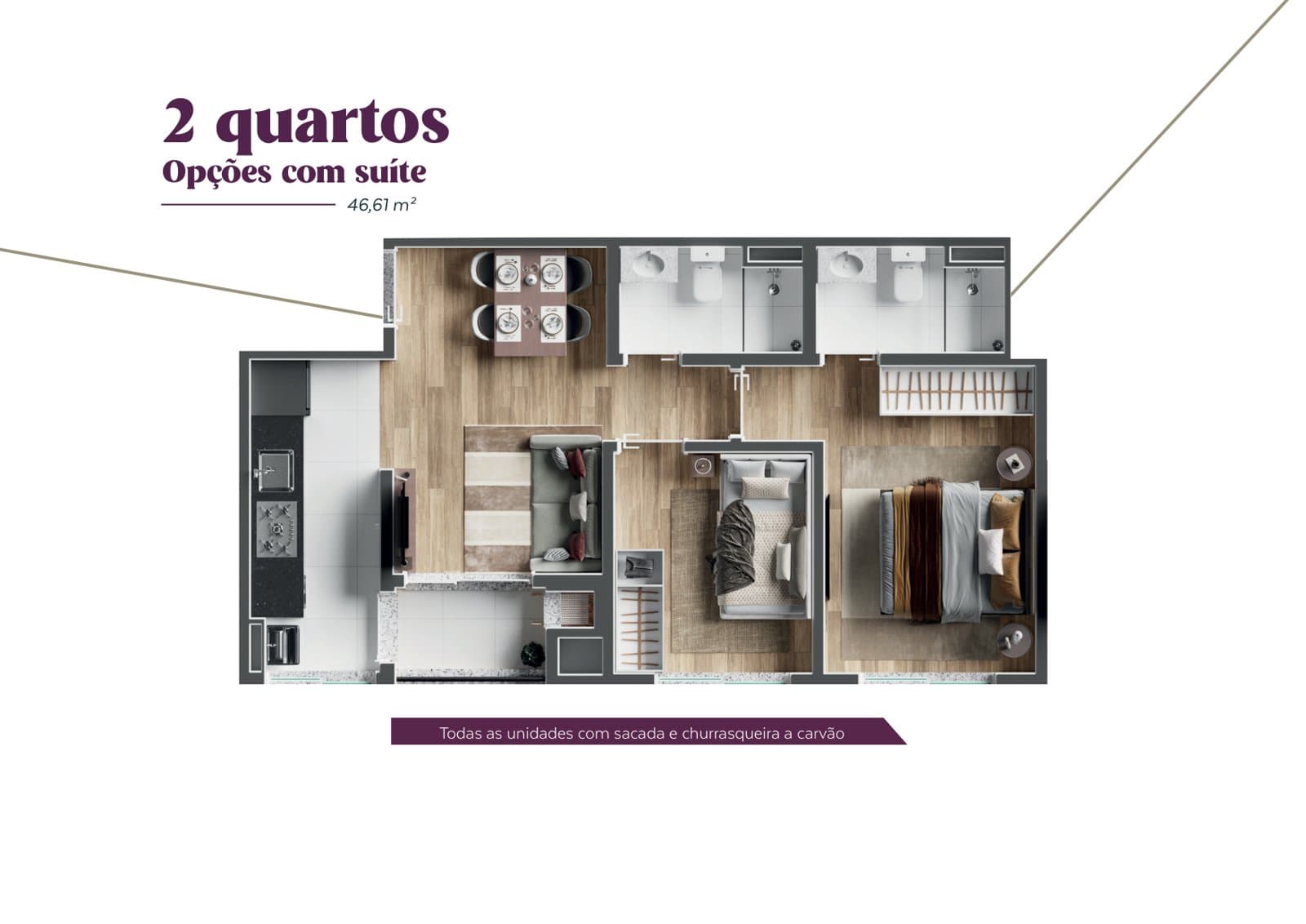 Planta de apartamento do Novo Prado Araucária