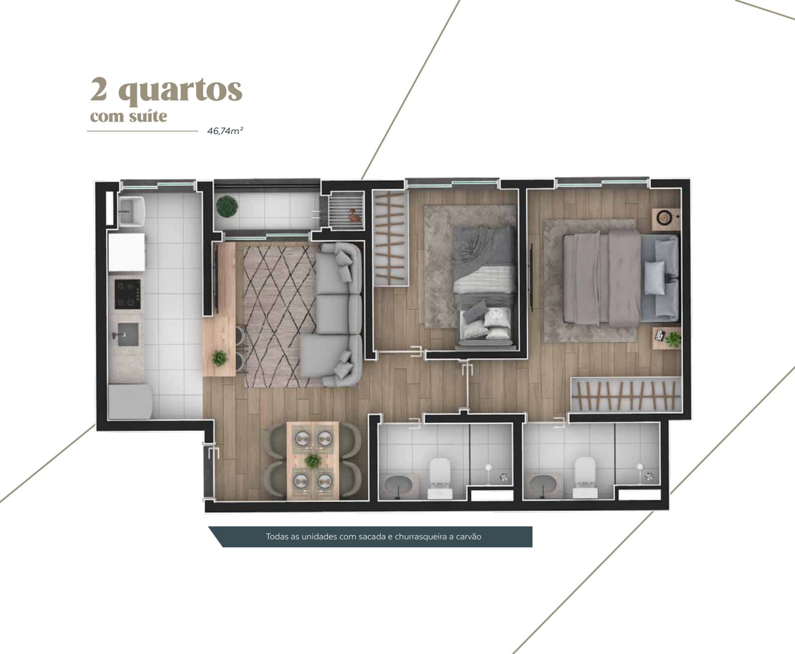 Planta de apartamento do Novo Prado Paiol